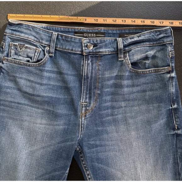 Guess Men's Blue Denim Slim Straight Jeans 36x30 - Picture 9 of 10